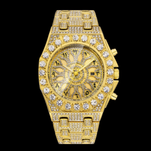 Marvette Gold-Tone Wristwatch with Arabic Numerals and Crystal Detailing