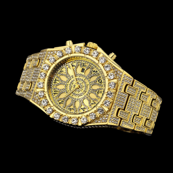 Marvette Gold-Tone Wristwatch with Arabic Numerals and Crystal Detailing - Image 3