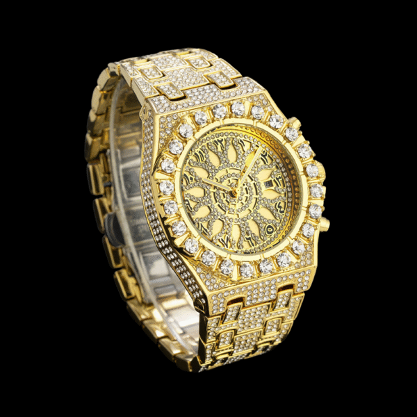 Marvette Gold-Tone Wristwatch with Arabic Numerals and Crystal Detailing - Image 2