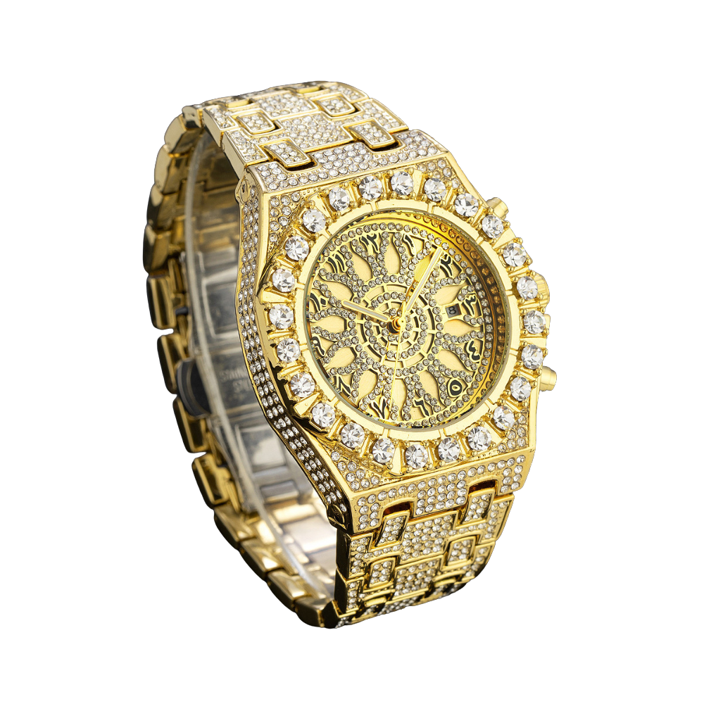 Marvette Gold-Tone Wristwatch with Arabic Numerals and Crystal Detailing - Image 2